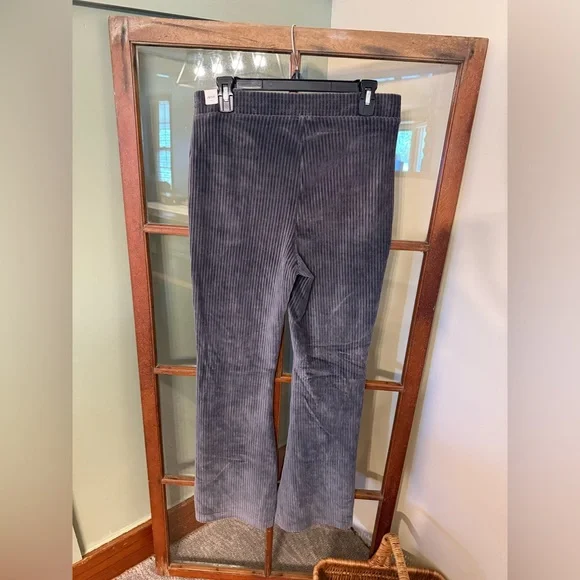 Aerie Gray Velvet and Corduroy Flare Pants - Picture 2 of 6
